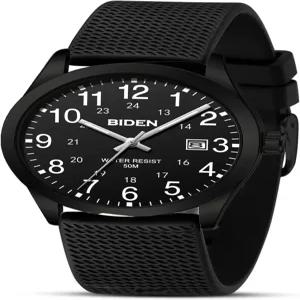 LN LENQIN 남성용 아날로그 쿼츠 시계 아웃도어 스포츠 야광 패션 캐주얼 방수 손목시계 데이트 및 실리콘