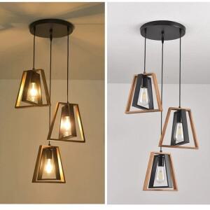 이중 레이어 트라페조이드 회전 목재 프레임 펜던트 램프 레트로 복고풍 엔틱 인더스트리얼  샹들리에 홈