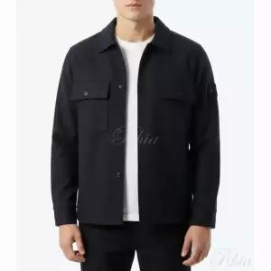 [스톤아일랜드] 고스트피스 울 나일론 플란넬 안티 드롭 패디드 오버셔츠 안티드롭 패딩