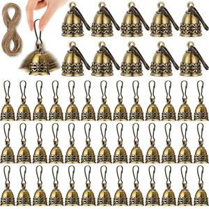 미니 벨 윈드 도어 빈티지 차임과 결혼식 50개의 구리 방울 목걸이 공예 징글 순수 행잉 장식 브론즈 작은 개 고양이 위한 크리스마스 오토링 열쇠고리를
