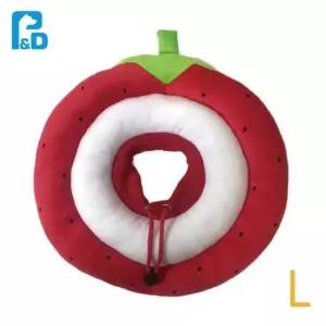 핥음방지 습관훈련 애견 넥카라 딸기 L 강아지 목커버 넥카라 핥음방지 애견 수술 깔대기