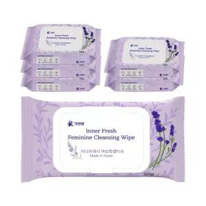 K크린업 이너프레시 여성청결티슈 20매x6팩 도톰한 휴대용 캡형 페미닌 여성청결제