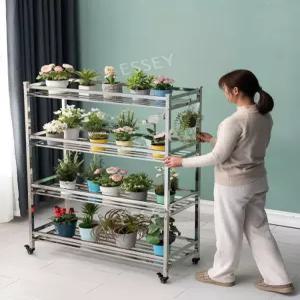 이동식 사각 선반 다육 대형 화분 랙 운반 바퀴달린 식물 스텐 분재