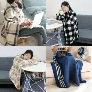 쇼핑1번지핫세일스토어 똑딱이 무릎 망토 담요 차량용 사무실 어깨 두꺼운 쿠션 병원 단추 담요 기내용 차