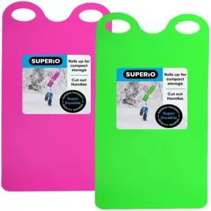 슈퍼리오 스노우 슬라이더 매트 유연한 썰매 플라잉 카펫 및 롤업 54인치 경량 플라스틱 스노보드 썰매-2팩