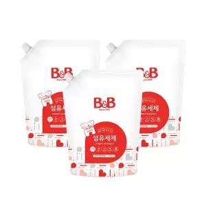 비앤비 유아 세탁 섬유세제 베이비파우더 1500ml 리필형X3개입