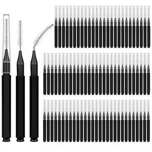 Zmpkhba 150팩 치아 교정용 치간 브러시, 사이 플라스틱 브러시 클리너, 부드러운 나선형 헤드가 있는 픽 도구 - 효율적인 구강 관리, 검은색