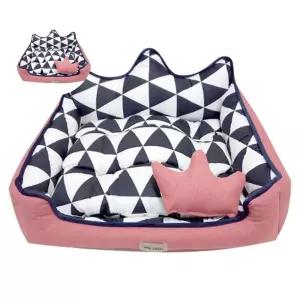 사각 왕관 강아지 1P 애견 침대 방석 핑크 대 쿠션