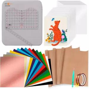 HTVRONT 열 프레스 액세서리 - 15x15 기계용 55개 팩 용품 비닐 및 승화 번들 포함 티셔츠 스타터 키트