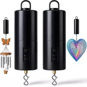 2팩 바람 스피너 모터 걸이 디스플레이 배터리 작동 24RPM 회전 다목적 이동식 마당 장식 야외 조각품-중속
