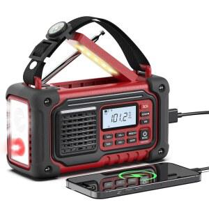 비상 기상 라디오, AM /FM /SW /NOAA 핸드 크랭크 라디오, 10000mAH /37000mWh 휴대용 대용량, USB /태양광 /핸드 크랭크 충전, AAA 배터리 작동, SOS 알람 및 손전등
