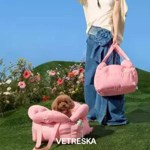 플라워 강아지가방 펫 휴대용 차량용 이동가방 고양이 켄넬
