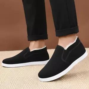 [라일리] Rly 데일리 방한 기모 블랙 슬립온 스니커즈 남녀공용