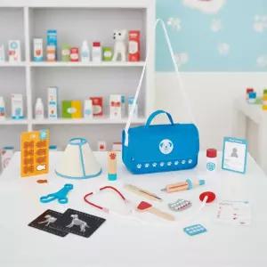 투키토이 리틀수의사 원목 동물병원놀이 장난감 가방 세트 직업체험 진찰도구 청진기 주사기