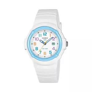 카시오 아날로그 블루 화이트 여성/어린이 방수 손목 시계 LX-800H-7A2VDF