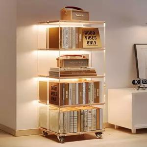 회전 책장 LED 인테리어 선반 이동식 포더홈 서재