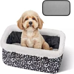 버건네스트 센터 콘솔 소형견용 반려견 카시트 부드러운 쿠션 안전벨트가 장착된 강아지 고양이 부스터