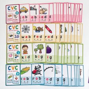 어린이 CVC 단어 학습 카드 유아를 ESL 교육 자료 시력 보조 어휘 몬테소리