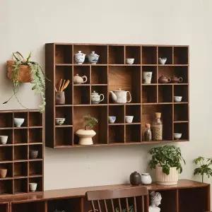 원목 머그컵 진열장 컵장식장 찻잔 벽걸이 수납 타입 그릇장 빈티지 주방