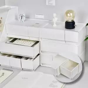 사무실 서재 책상 소품 수납 데스크 서랍 모듈 적층식 심플 화이트 정리함 보관함
