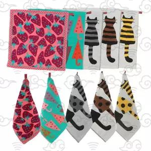 주방행주 고양이 딸기 패턴 면소재 식기건조 행주