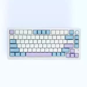 [QSENN] 유.무선.블루투스 기계식 미니키보드, Q75 PBT 풀윤활 가스켓 [블루퍼플/하이무 저소음 바다소금]