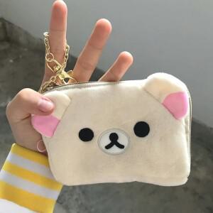 2025 새로운 Kawaii Rilakkuma 주변기기 투명 지갑 애니메이션 테마 카드 케이스 및 키 스토리지 주최자 소