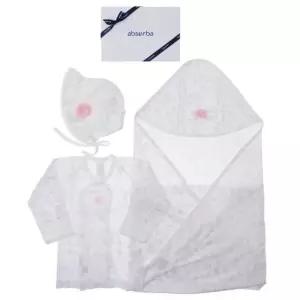 [갤러리아] (압소바말띠출산축하신생아저고리)꽃토끼뱀부배냇저고리+속싸개+모자세트(A1A-10SS)