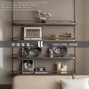 인테리어 소품 레코드디스플레이 선반 거실장식 음악테마 목재선반 스튜디오 장식품 모던