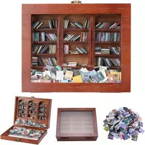 ZVCAQ 불안 책장 불안감을 없애고 없애세요 미니어처 북 매치박스 디스플레이 캐비닛 창의적인 장식품
