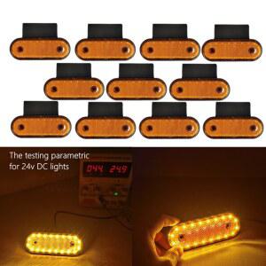 화물차 차폭등 폭등 24볼트 작업등 앰버 사이드 마커 클리어런스 라이트 브래킷 포함 트럭 트레일러 버스 자동차 카라반 RV 12V 차량용 조명 20LED 24V 10
