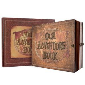 XiongXiong 우리 어드벤처북 180페이지 스크랩북 사진 앨범, 레트로 엠보싱 레터 가죽 하드커버 여행 일기 커플용, 기념 결혼식 도서, 어버이날 선물