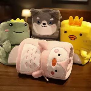 극세사 무릎 담요 귀여운 어린이 학생 캐릭터 무릎 담요 사무실 부드러운 휴대용 캠핑 겨울 차박 낮잠