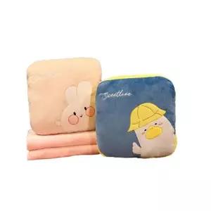 캐릭터 쿠션 담요 차량용 사무실 세트 극세사 쿠션 담요 무릎 선물용 휴대용 어린이 피피 애착 사각 이불