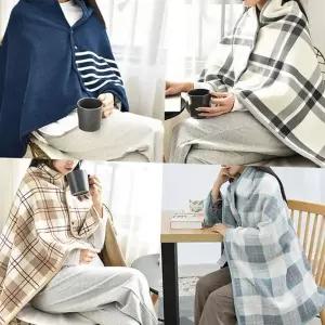 극세사 망토 담요 똑딱이 스냅 차량용 극세사 무릎 담요 사무실 겨울 어깨 블랭킷 밍크 낮잠