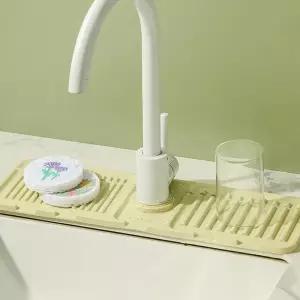 실리콘 세면대 물고임 방지 수도꼭지 드레인 패드 싱크대 물받이 매트 수전 물빠짐 자동배수 물때방지 깔개