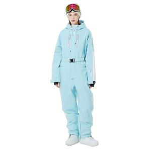 방풍 수트 겨울 스키 방수 야외 점프수트 스포츠용 원피스 여성용 스노슈트 블루.