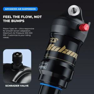 자전거 리어샥 뒷좌석 서스펜션 완충기 볼라니 550LBS 에어 조절식 쇼크 샥 산악 후방 190MM 코일 165MM