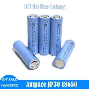 100%  새 배터리 등급 A Ampace JP30 18650 CDR 36A 3.7V 3000mah 충전식 최대 플러스 140A 셀