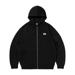 HUMMER H 로고 베이직 소프트 기모 후드 집업 블랙