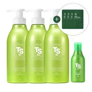 [티에스] TS 올리브 트리트먼트 500g 3개 + 프리미엄 TS 샴푸 100g 1개 + 저스트 TS 샴푸 샤쉐 6g 4개