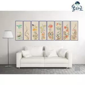 화조도 8폭 병풍 2 민화 도안 본그림 민화그리기 공모전 취미 원데이클래스 컬러링 민화본