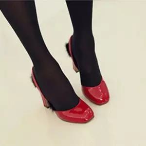 여성구두 9.5cm 메리제인 하이힐 퍼안감 슬링백 겨울신발 퍼안감