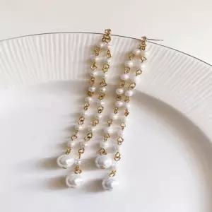 투라인롱진주드롭 귀걸이/귀찌