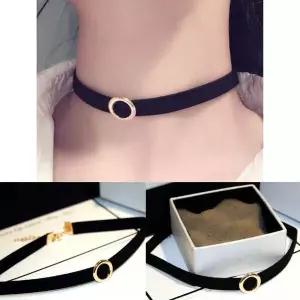 [골드스마일]패션 포인트 싱글라운드 초커 스웨이드 블랙 악세사리목걸이