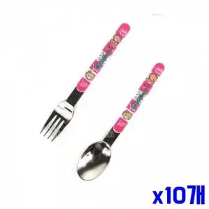 [오너클랜]WL 캐릭터 어린이 숟가락 포크세트 핑크 x10개 수저세트