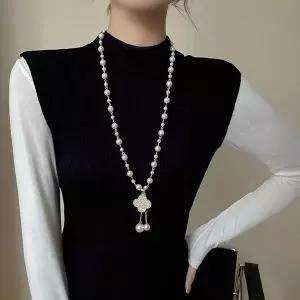 [골드스마일]목걸이 진주 레이어드 긴 패션 롱 길이조절