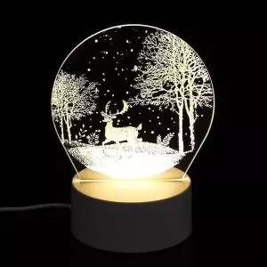 크리스마스 BNB075R3 무드등 아크릴 흰색 밤 숲속 의 사슴