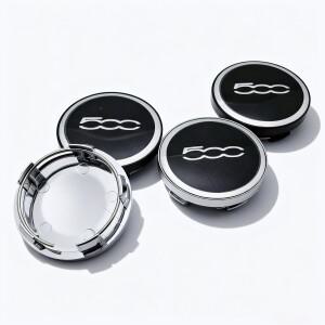 4개 블랙 실버 500 로고 엠블럼 자동차 휠 센터 캡 58MM 허브  림 커버 교체 호환  호환  악세사리