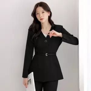 [시크라인] (~XXL까지) 마쥬 노카라 원버튼 벨트 자켓 봄 가을 포멀룩 하객룩 오피스룩 모임룩 격식룩 빅사이즈